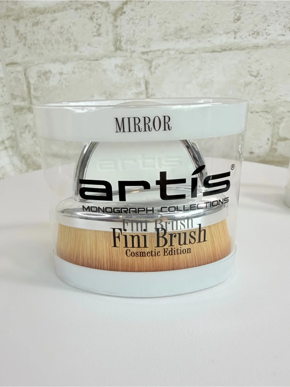 artis Fini Brush Cosmetic Edition — White and Silver Mirror Handle